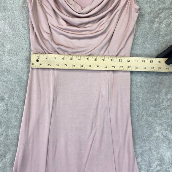 Banana Republic Dress Womens Small Cowl Neck Sleeveless Midi Ruched Monogram - Picture 6 of 13